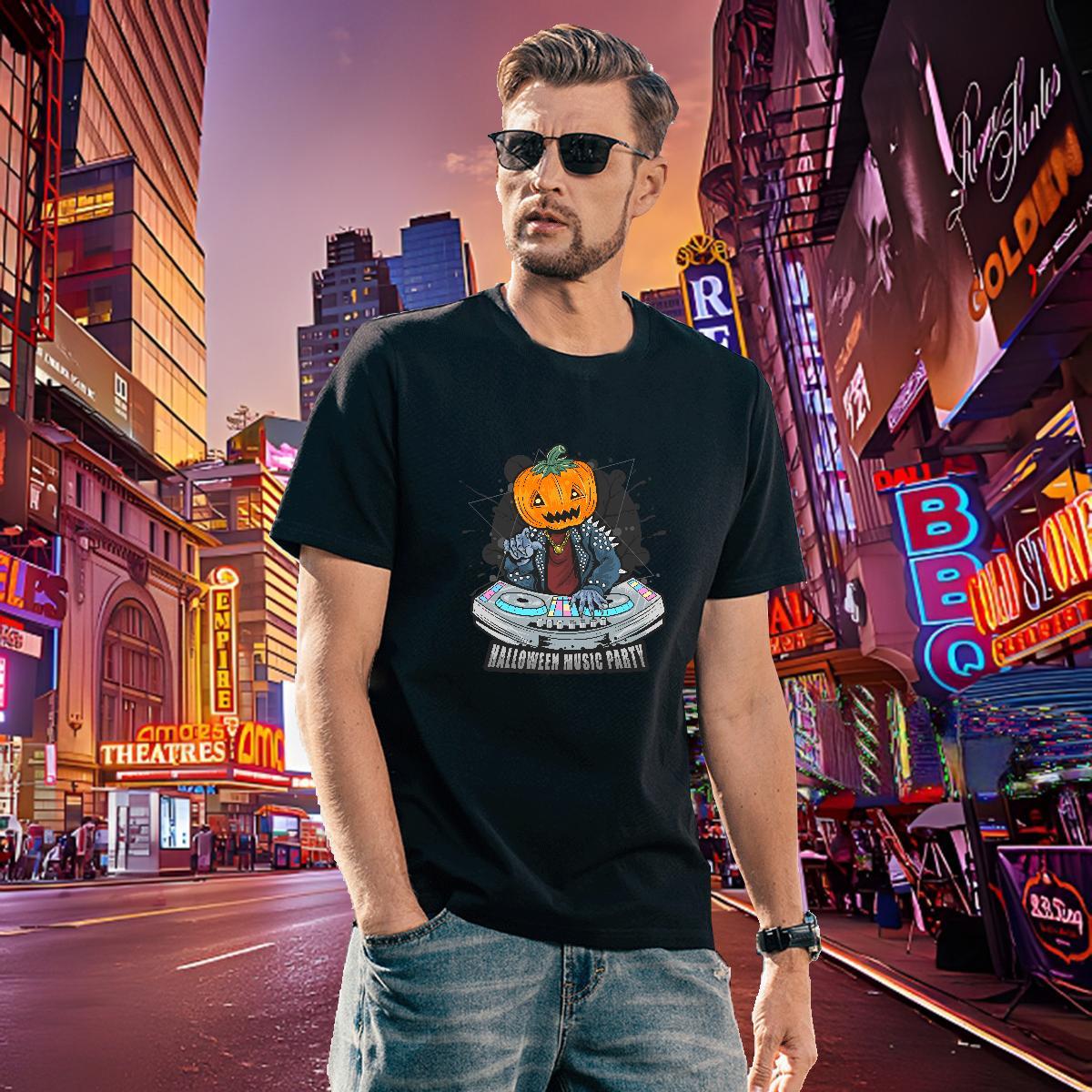 Cool Men T Shirts halloween Short Sleeve Soft Casual Beach Cartoon Printing L-4XL 230g Pure Cotton Tshirts Fashion Clothes