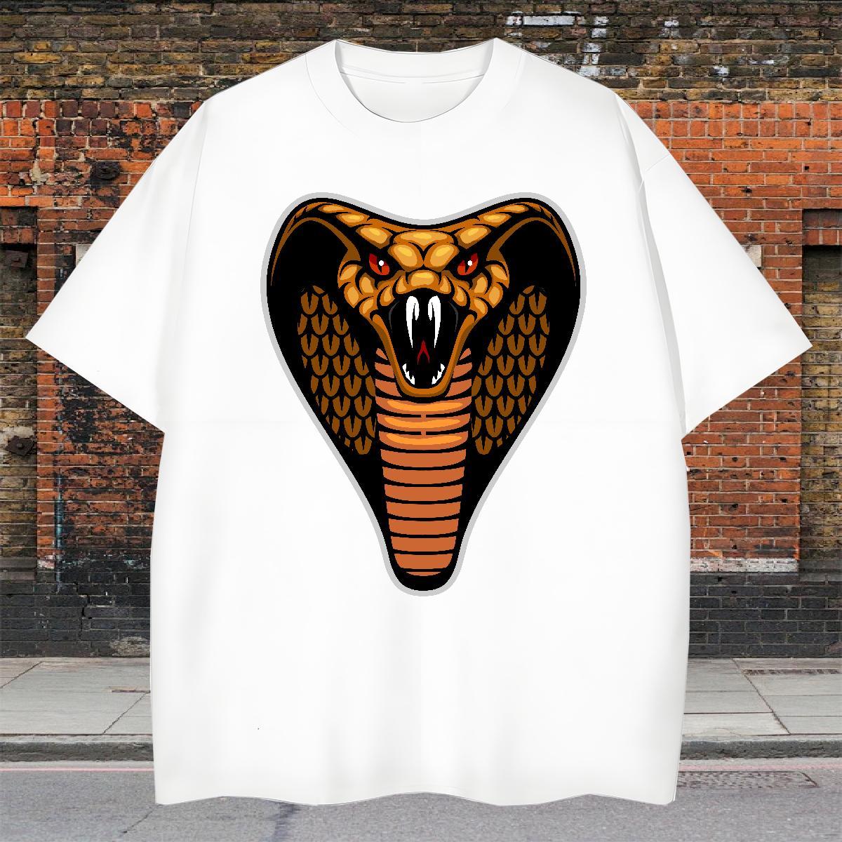 Unisex Men T Shirts cobra Crew Neck Breathable Spring Summer Cartoon Printing L-4XL 100% Cotton 230g Couples T Shirts Fashion Clothings