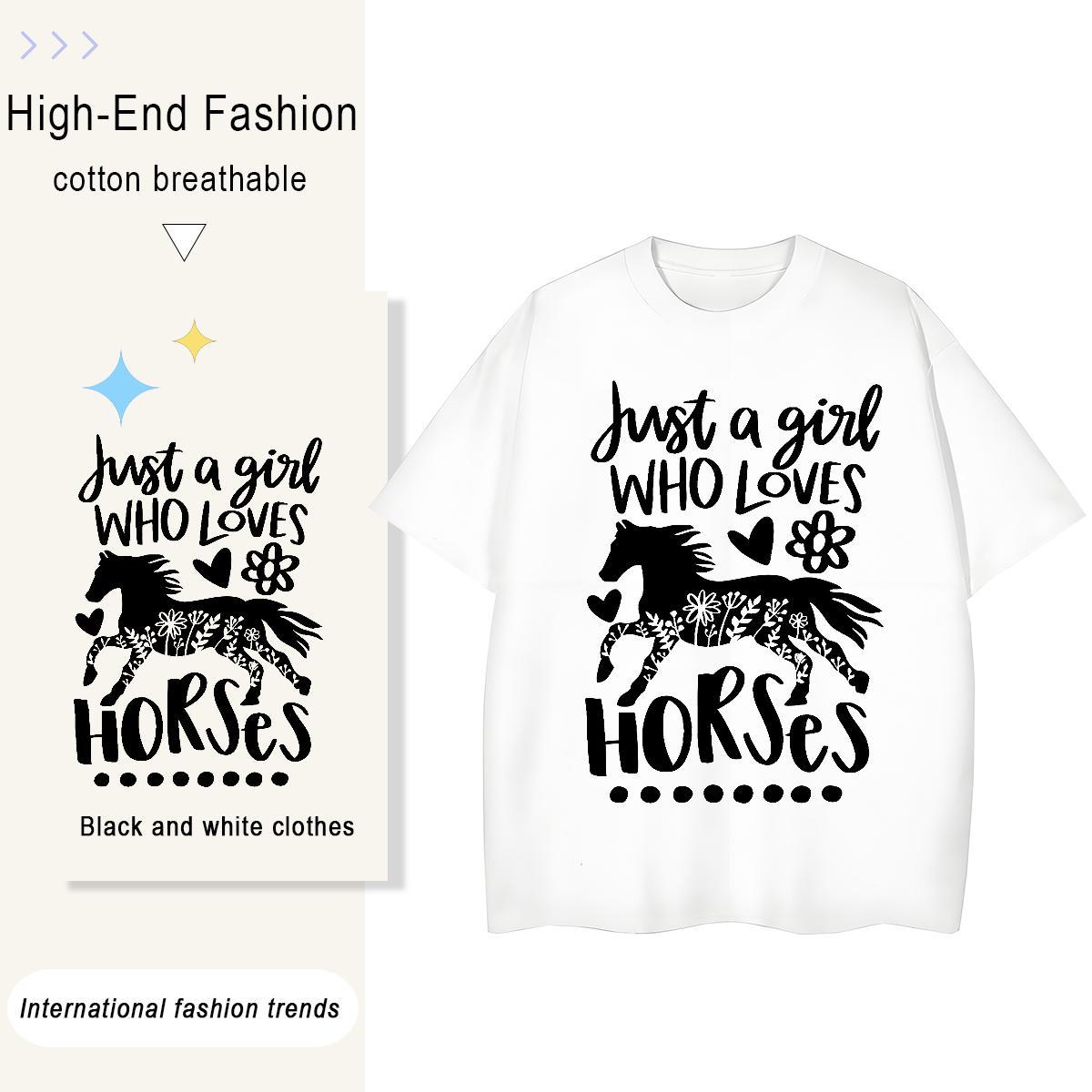 Custom Men Tshirts horse Summer Casual 230g 100% Cotton Tops Shirt Breathable Soft Brand T Shirt For Man DIY Anime