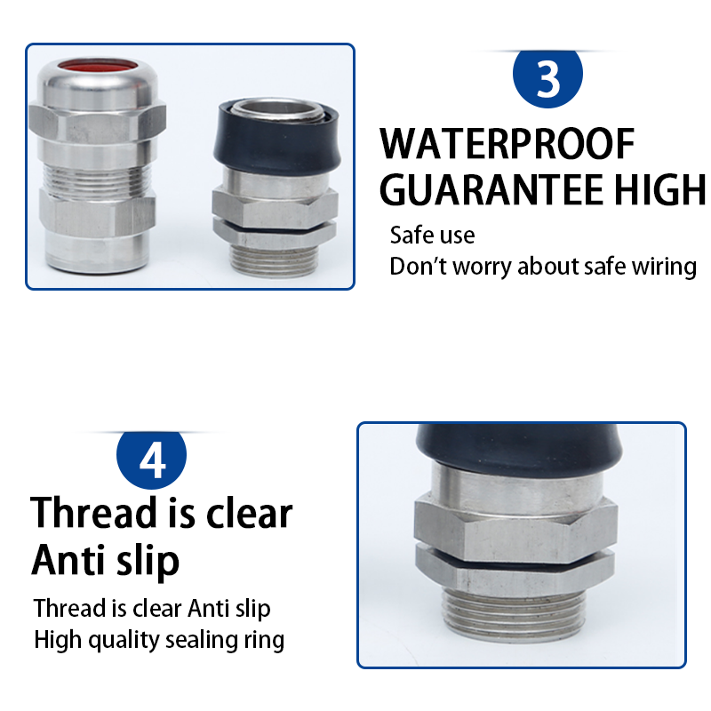 Double sealed armored gland head 304 stainless steel explosion-proof stuffing box gland waterproof cable clamping sealing joint