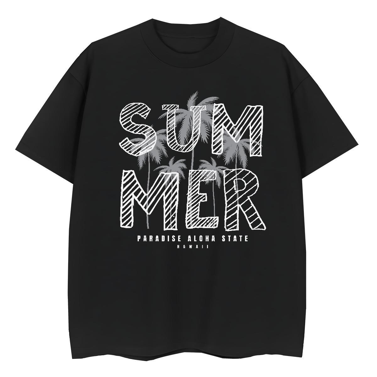 Designer Fashion Couples T Shirts tree Beach 230g Cotton Top Tees Breathable Crew Neck Unisex T-Shirts Custom Big Size
