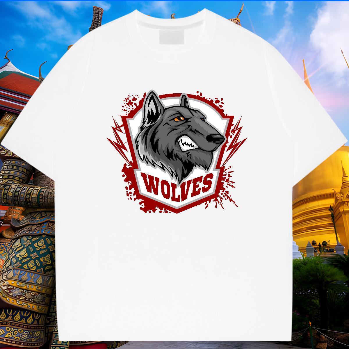 Designer T-Shirts for Men wolf Breathable Soft Casual Beach DIY 230g Cotton Men Clothes T-Shirt Fashion Design Tshirts