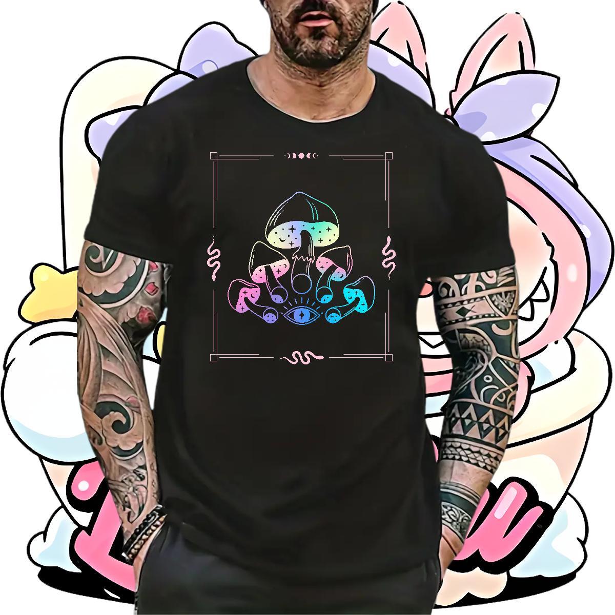 Fashion Casual Couples T Shirts mushroom Hip Hop Street 230g 100% Cotton Wear Pure Cotton Comfortable Men T Shirts DIY Logo Oversized