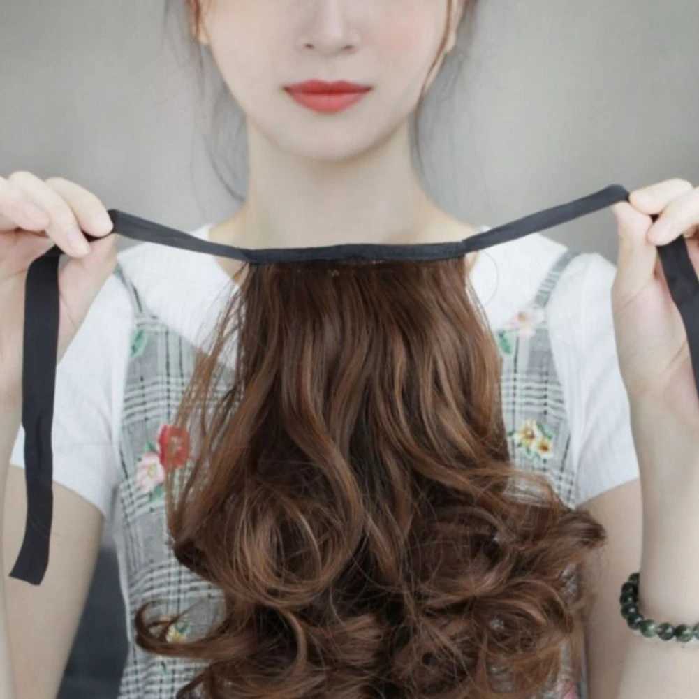 Womens long curly hair ponytail wig with tie Diy charming and fashionable hair extension used for role-playing themed parties 25/35/45/55cm W240817