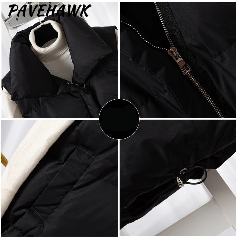 Womens standing collar sleeveless vest thick autumn and winter casual streetwear loose jacket windproof short waist coat 240819