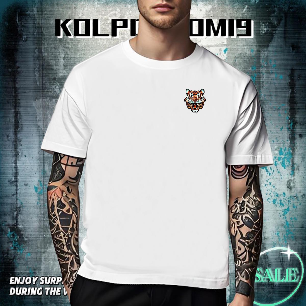 Popular Men Clothes T-Shirt Beach 100% Cotton 230g Oversized Breathable Crew Neck tiger Men T Shirts Fashion Design Polos