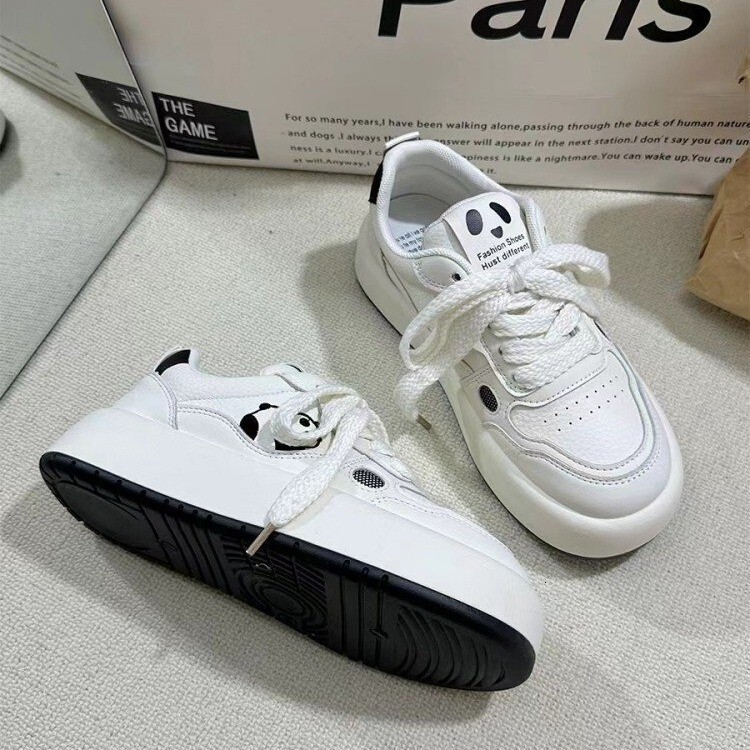 Ddmyoutdoor Student S Little White Women Spring New Korean Edition Thick Soled Fashion Casual For Straightened Panda Lightweight Board Shoes OUTDOOR