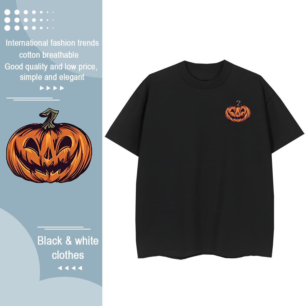 Fashion Men Tees halloween Sport 230g 100% Cotton Clothings O Neck Short Sleeves Soft T-Shirts for Men Floral Print