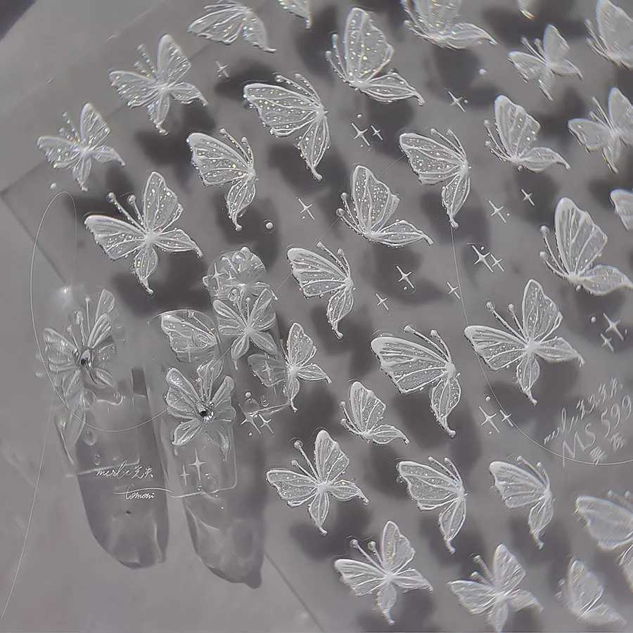 1pcs 5D Glitter Butterfly Nail Stickers Kawaii Aurora Butterfly Nail Art Charms Decorations Decals DIY Manicure Adhesive SliderXJ240814