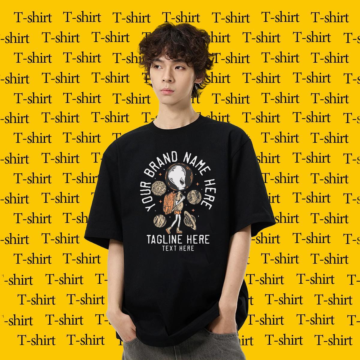Popular Mens Tshirts Summer Casual 230g 100% Cotton Black Oversized Breathable Short Sleeve extra-terrestrial T Shirts Men Designer Tops Shirt
