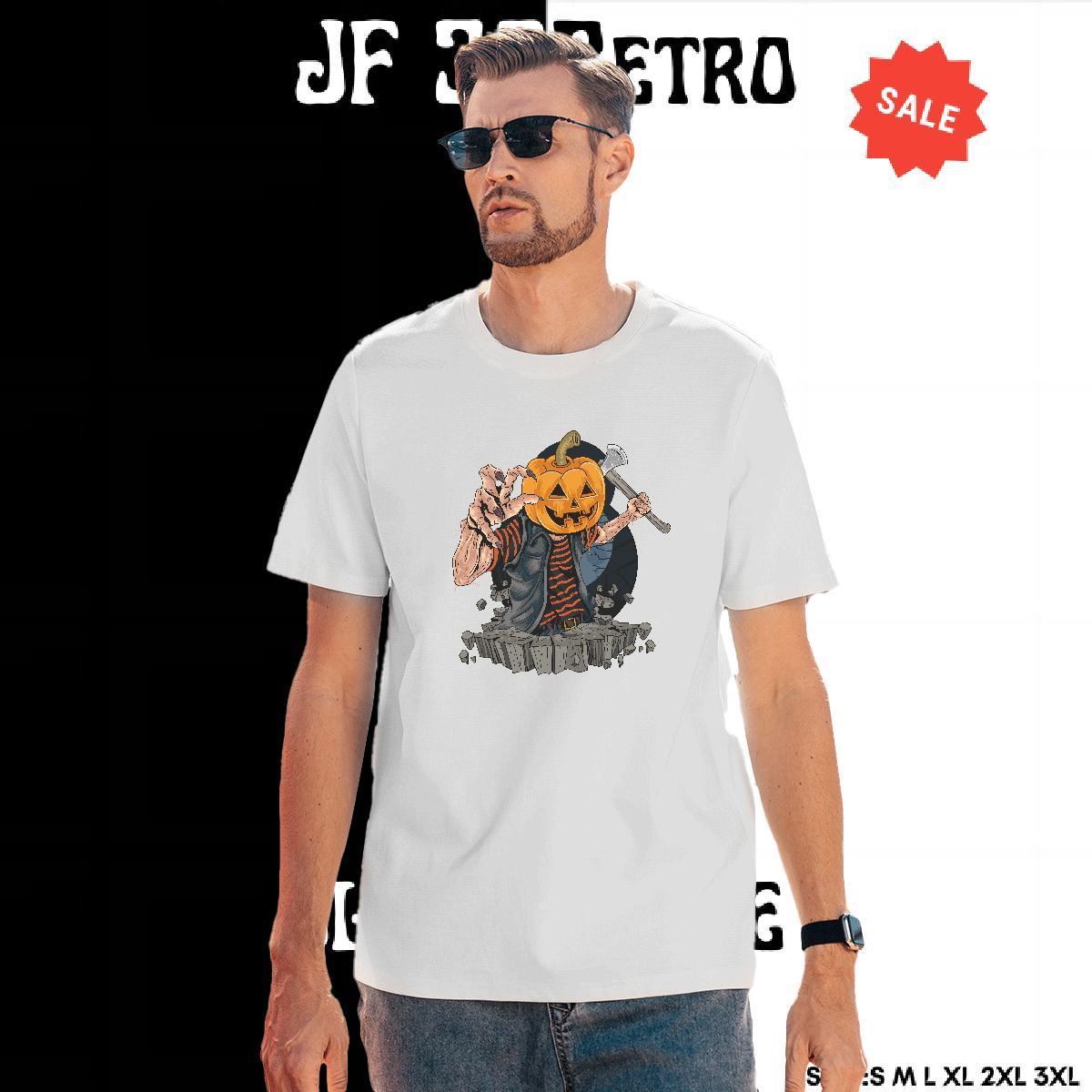 Popular T-Shirts halloween Short Sleeve O-Neck Street Casual Plus Size Custom 230g Pure Cotton Men Tees 2024 DIY Polos