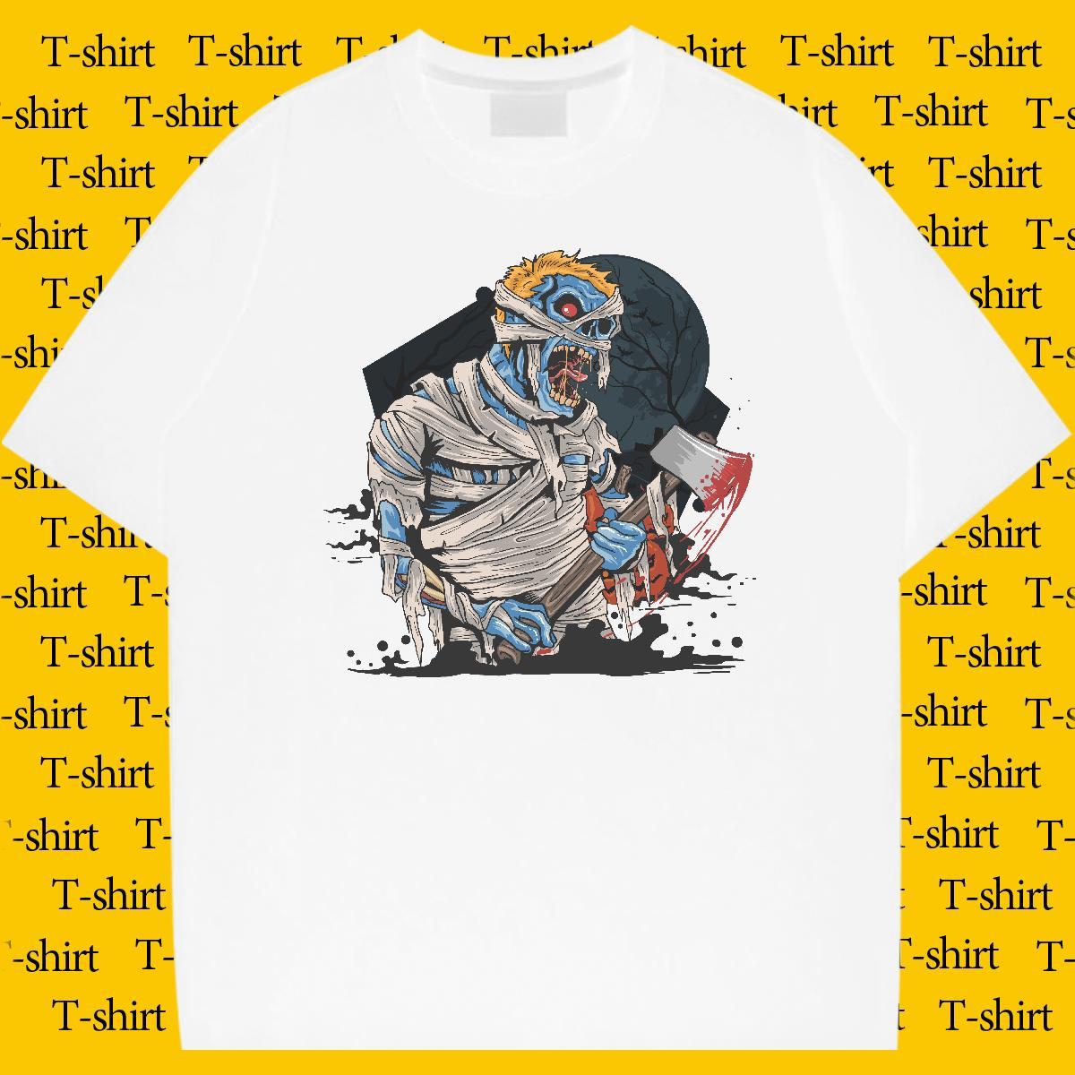 Brand Mens T Shirts zombie Breathable Short Sleeve Casual Customized 230g Cotton Men Tees 2024 DIY Tees Shirts