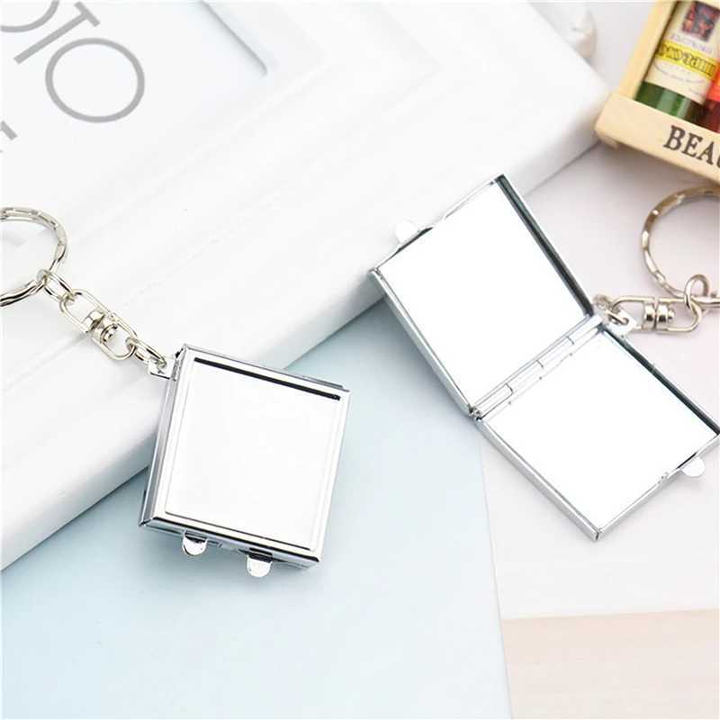 Round Heart Oval Square Shape Double Sided Cosmetic Mirror Metal Folding Keychain Makeup Mini Mirror Y240819