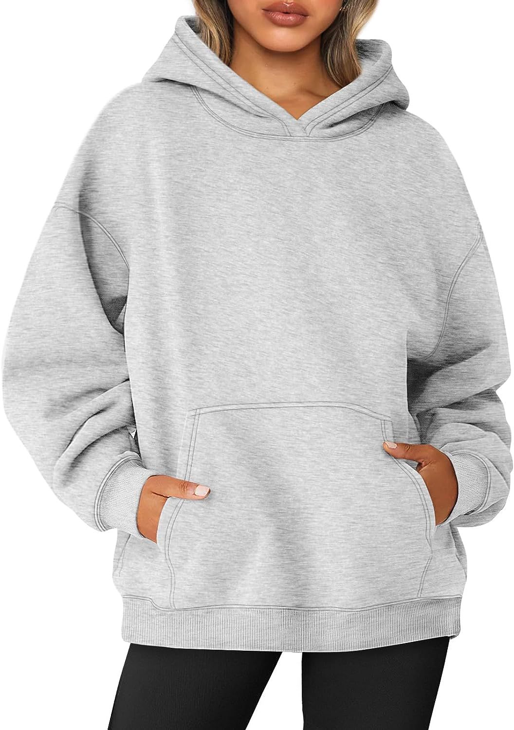 Casually Chic Women's Sweatshirt with Warm Knit Fabric Fashionable Solid Hue Sportswear