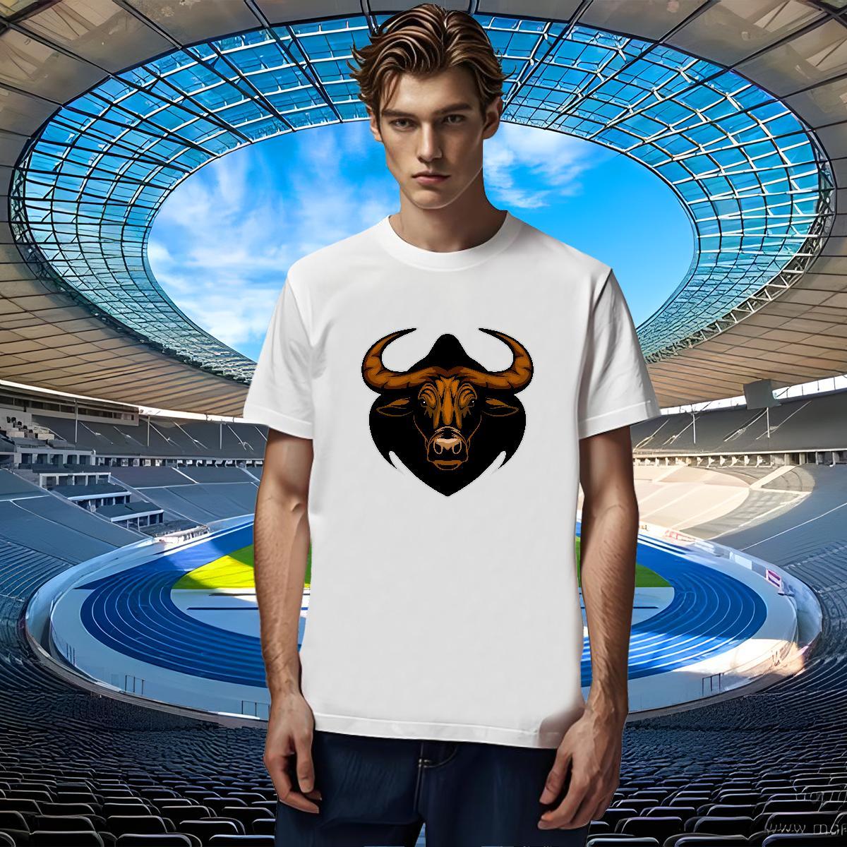 Brand Man T Shirts bull Round Neck Short Sleeve Spring Summer Custom Printed 230g 100% Cotton Tshirt for Man Woman Designer Fashion Polos