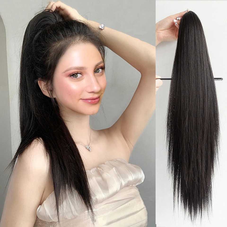 WTB synthetic wig ponytail for women long straight hair grip ponytail natural and fake ponytail for women W240817