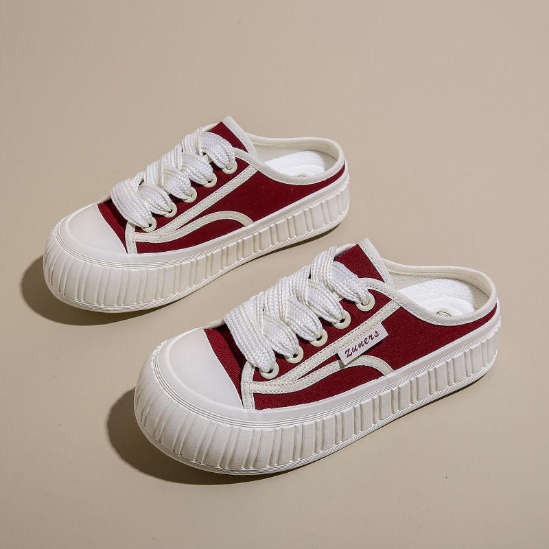 Ddmysports Canvas For Women Spring New Student Korean Edition Instagram Versatile Thick Sole Alf Slipperboard Casual Shoes TP OUTDOOR