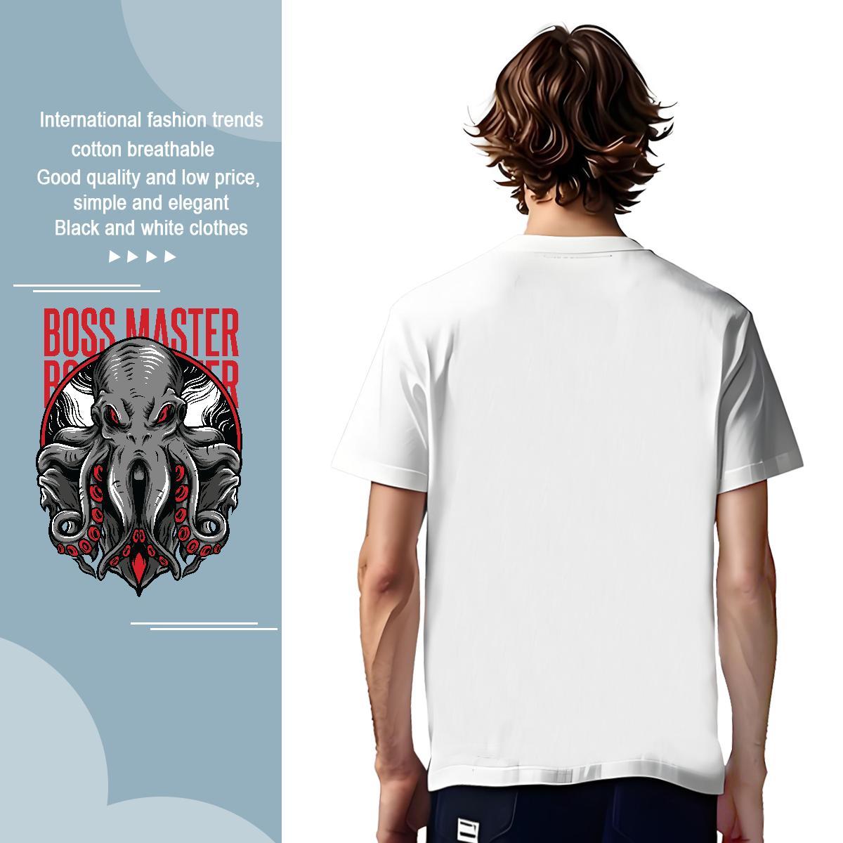 Designer Terror octopus 100% Cotton 230g Mens Tshirts Casual Pure Cotton T Shirt For Man Fashion Casual Oversized 3XL 4XL Tops Shirt