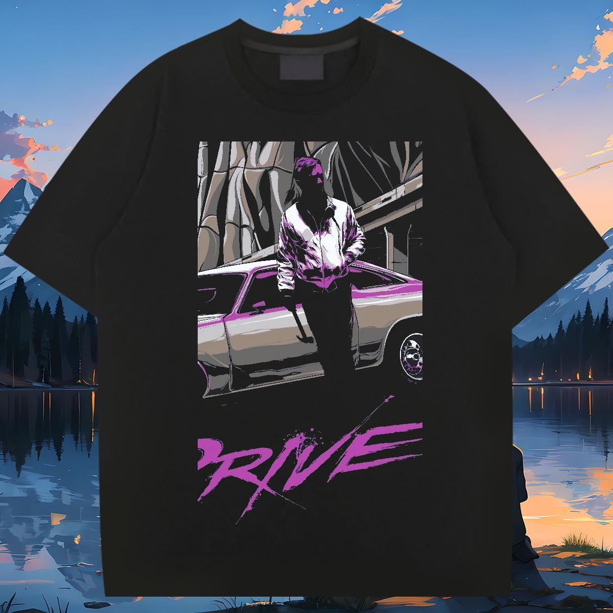 Loose Fit car 230g Pure Cotton Couples T Shirts Daily Outfit Crew Neck Breathable Man T Shirts Free Shipping Floral Print Tops