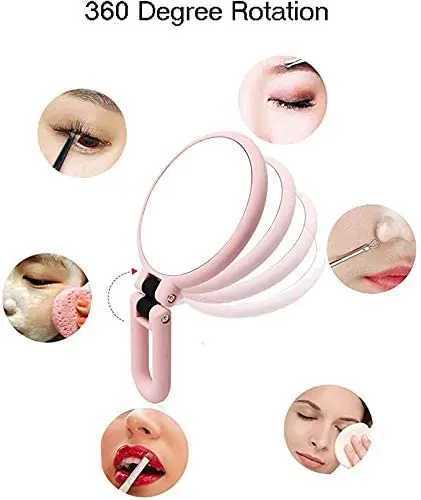 Magnifying Handheld Mirror Travel Folding Hand Held MirrorDouble Sided Pedestal Makeup Mirror with 1/2/5/10/15x Magnification Y240819