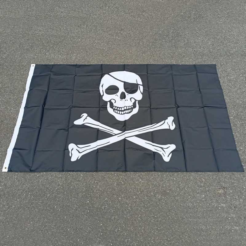 aerlxemrbrae 90x150cm Large Skull Crossbones Pirate Flag Jolly Roger Hanging Pirates bannerXJ240819