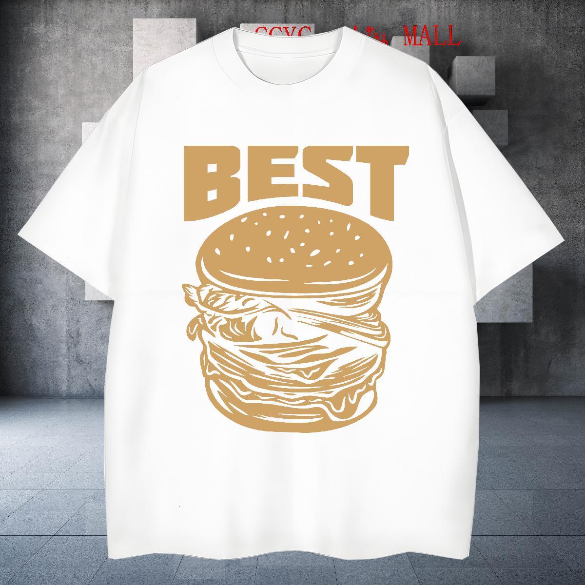 Soft hamburger Man T Shirts Spring Summer Mens Tshirts 100% Cotton 230g New Designer Short Sleeve Soft Oversized Tees