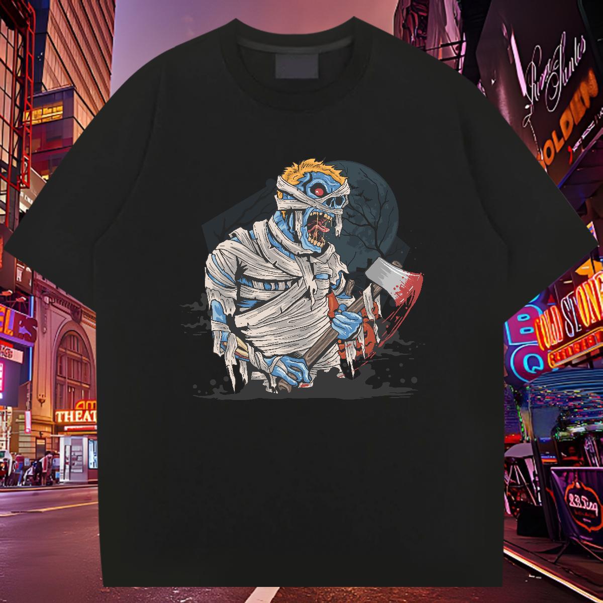 Cool T-Shirts for Men zombie Breathable Crew Neck Hip Hop Custom Big Size 230g Pure Cotton Men Tops Tees Designer Tops Shirt