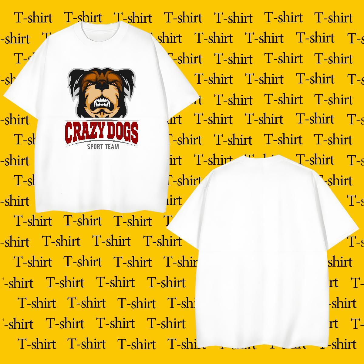 2024 Summer Men Tops Tees crazy dog High Street Hip Hop 230g Pure Cotton Tshirts Breathable Crew Neck Brand Men T Shirts Anime Print