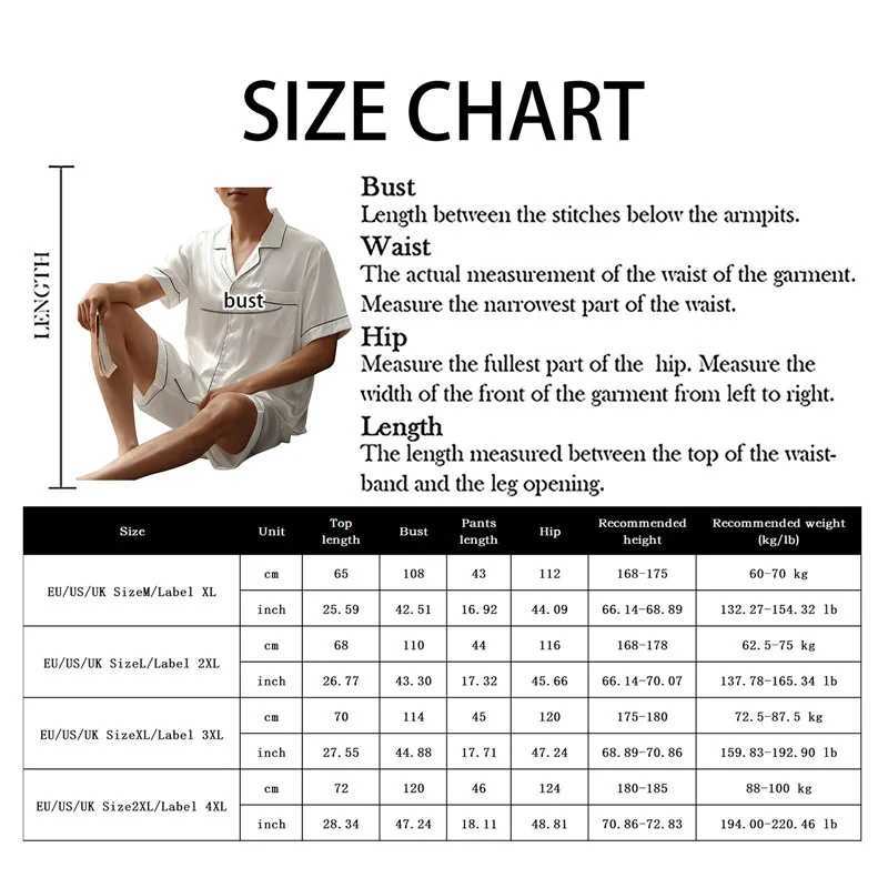 Mens summer pajamas large-sized silk mens pajamas set satin short sleeved pajamas home pajamas pajamasW240719