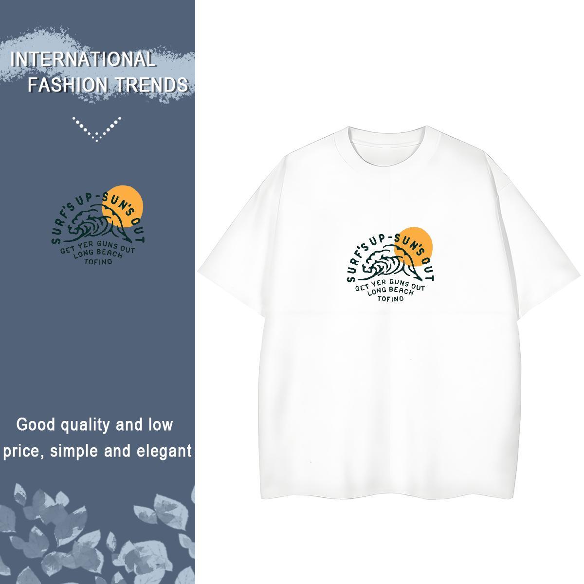 Stylist Women Tees Street Wear Crew Neck Breathable Tshirts Lady 100% Cotton 230g sea wave Anime Oversized T-Shirts for Women