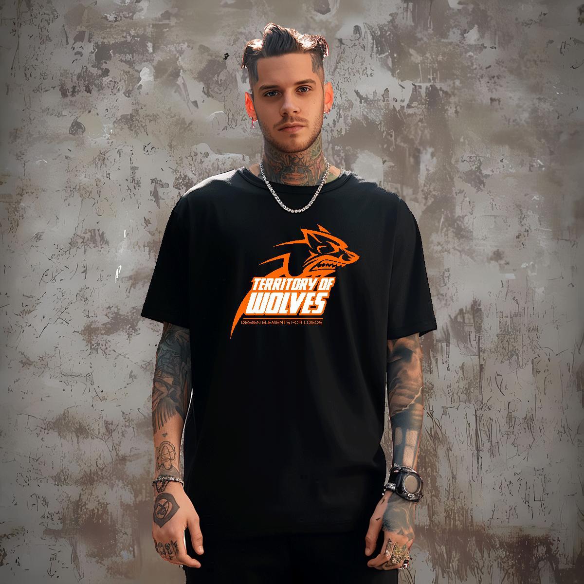 Soft Man T Shirts wolf Breathable Soft Beach Custom Cartoon 230g 100% Cotton Men Tees Stylist Polos