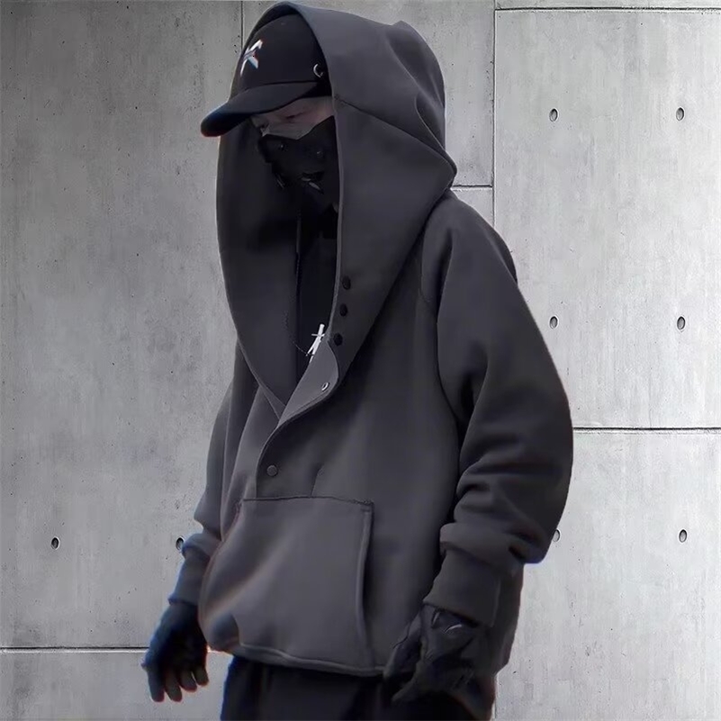 Spring Autumn Ninja Streetwear Turtleneck Hoodies For Men Y2K Oversized Sweatshirt Hoodies High Street Pullover Sweatshirt 240819