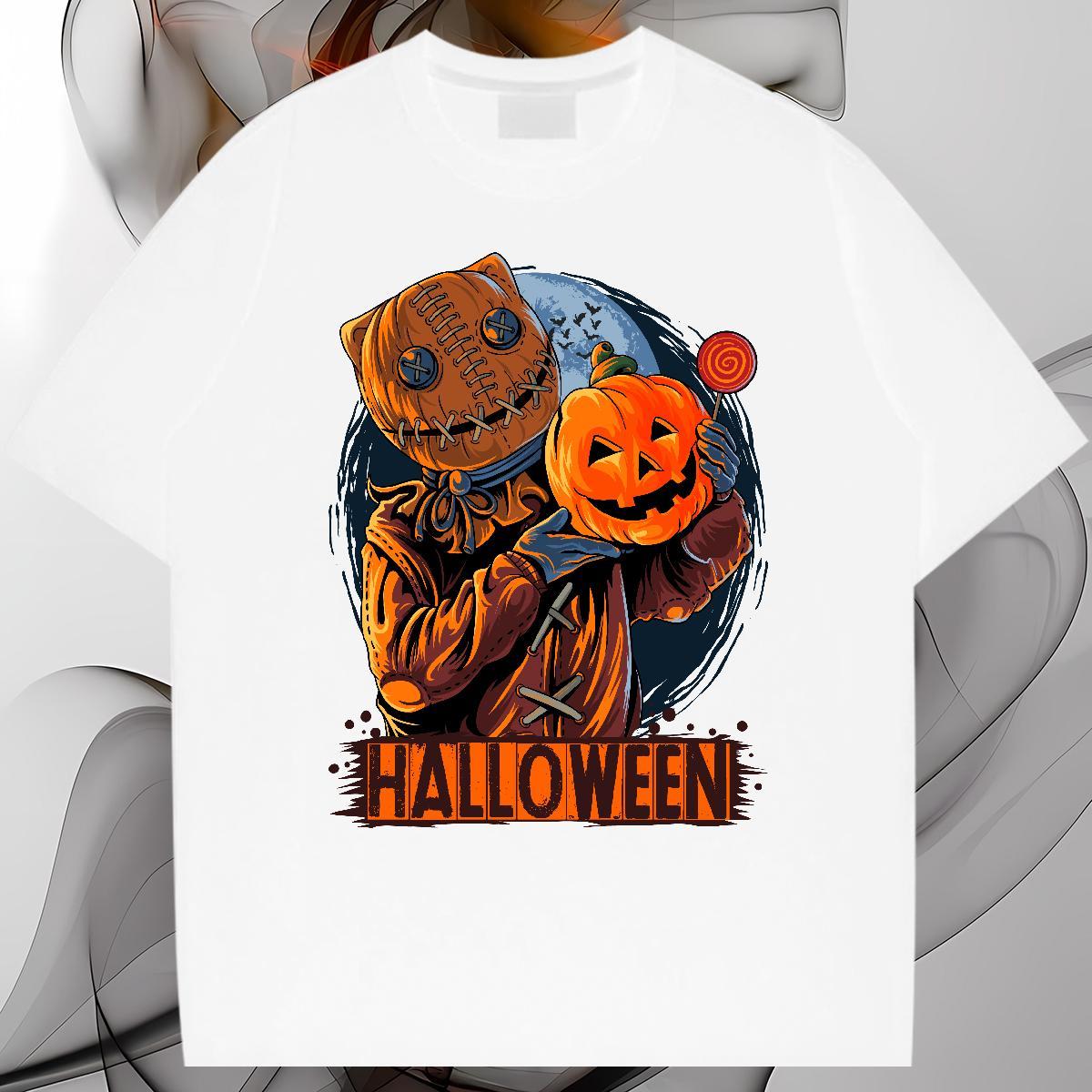 Popular Man T Shirts pumpkin O-Neck Short Sleeve Street Wear Skull 230g Pure Cotton Mens Tshirts Designer Tees
