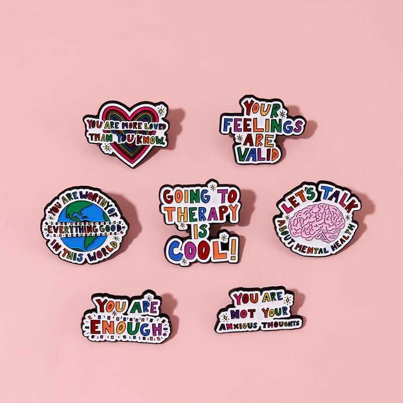 Your feelings are effective enamel pins mental health brain Brooch creative cool text badges trend lapels jewelry gifts to give to friends W240815