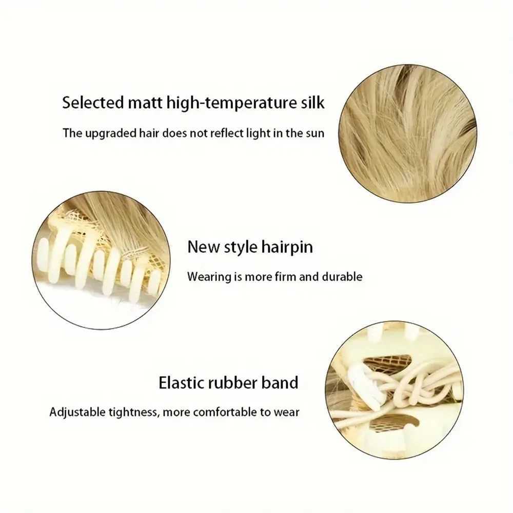 Body Wave Claw Clip Ponytail Synthetic Hair Extension Wig Curl 22 inch Long Hair Fake Braid Add Volume Female Daily Use W240817