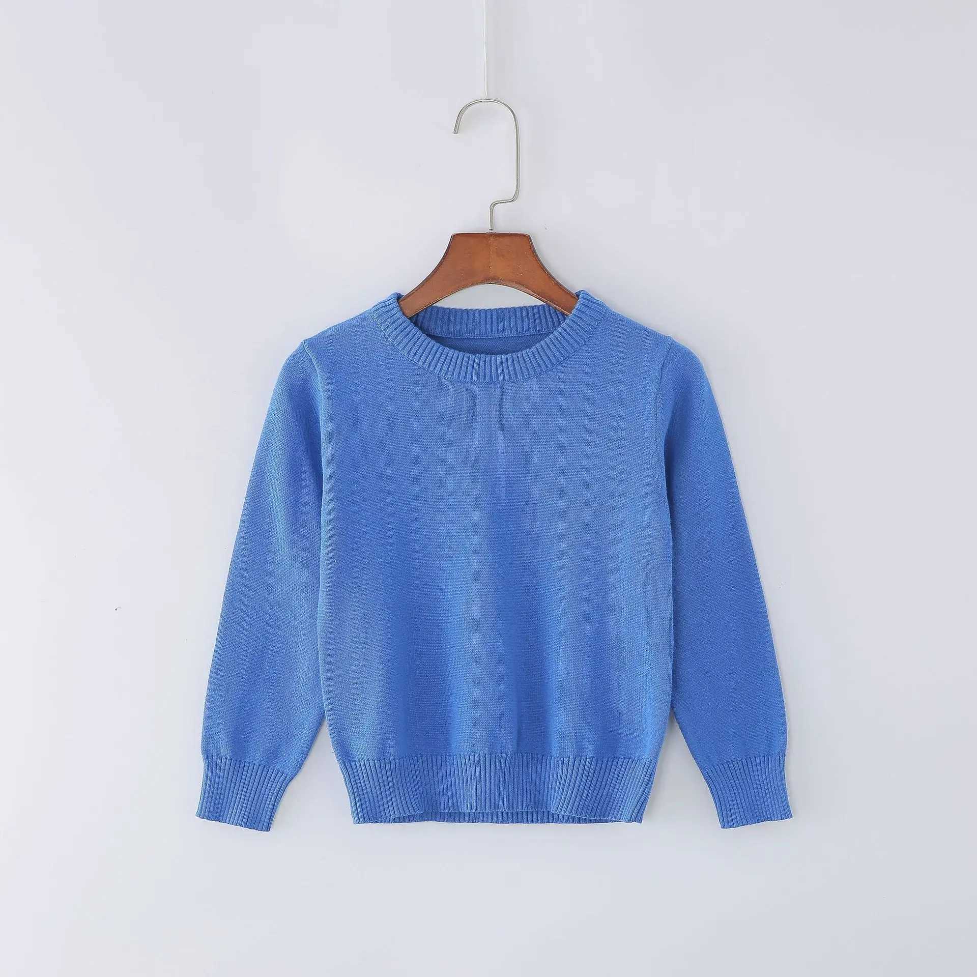 2021 New Children Clothes Pullover 4 Years Girl Fashion Blouses Baby Boy Knit Sweater Kids Blue O-Neck Sweater 1 To 3 5 6 YearsXJ240819