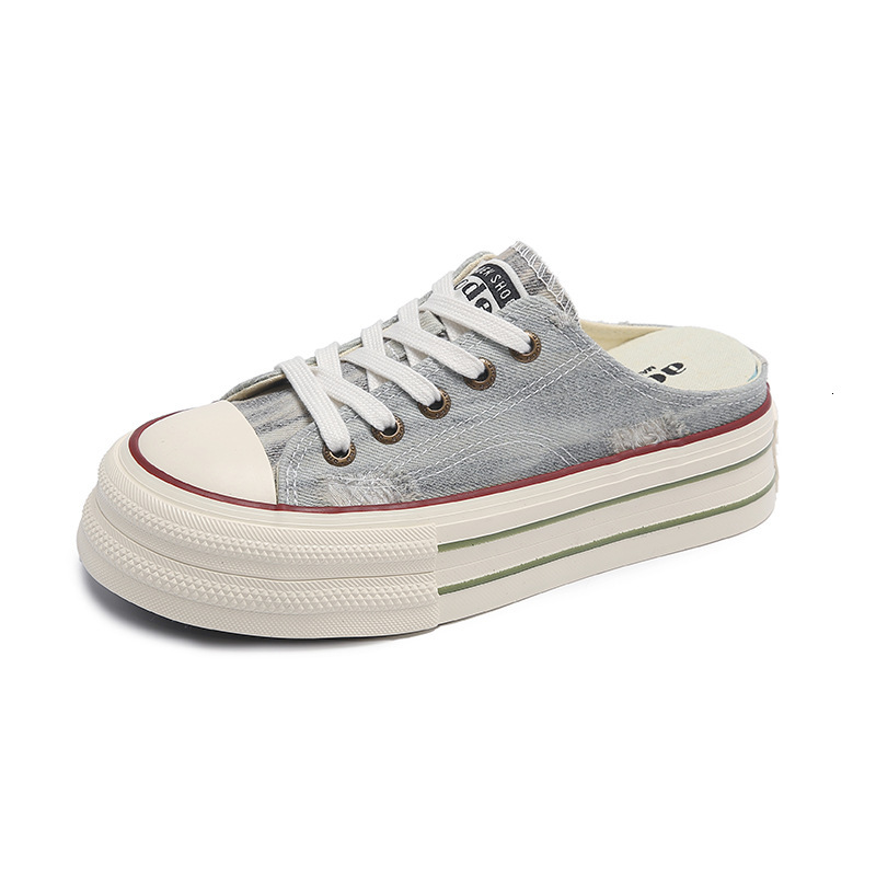 Ddmysports Canvas Summer New Student Korean Edition Instagram Versatile Thick Sole Board Alf Trailer Casual Women S Shoes OUTDOOR