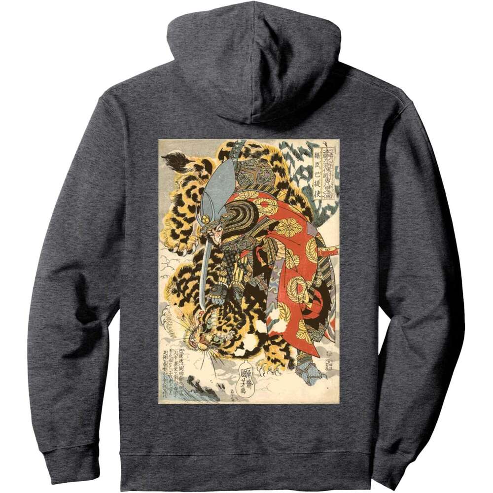 Hoodie for Mens Womens Japanese Samurai General Fighting Tiger Artwork Pullover Hoodie Hoodies sweatshirt pullover jacket Long sleeve