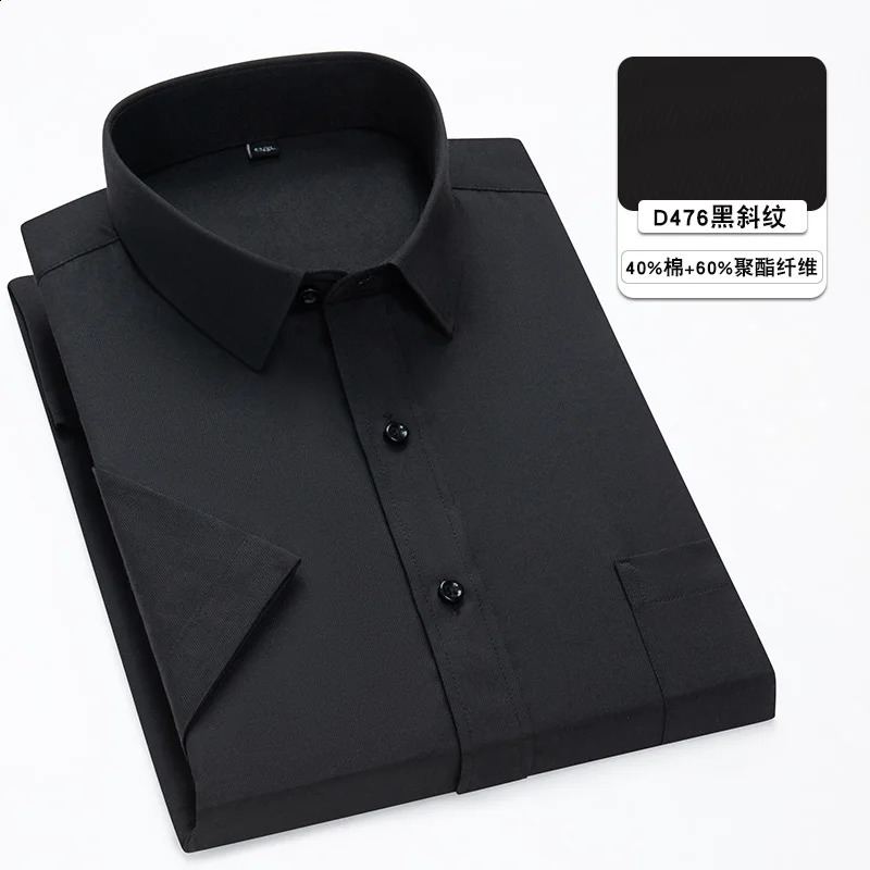 Summer Fashion Oversized Mens Shirt Short Sleeve Male Casual Social Shirts Solid Color Business Formal Daily Shirts White Black 240820