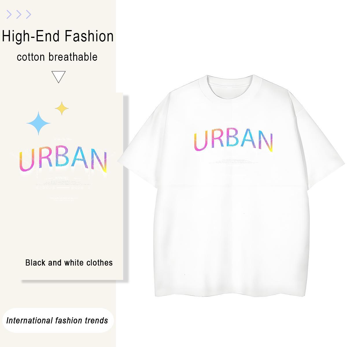 Loose Fit URBAN 230g Pure Cotton Men Tshirts Casual Breathable Short Sleeve T Shirt For Man 2024 New Plus Size Custom Tees