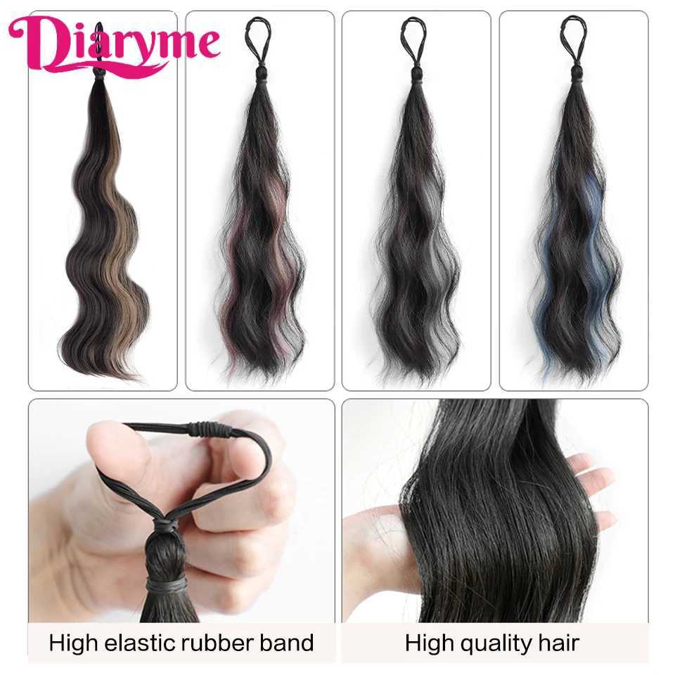 DIY Self Curling Hair Bunch Wig Synthetic Curly Ponytail Hair Bunch Hair Extension Braid Lazy Fluffy Fake Ponytail W240817