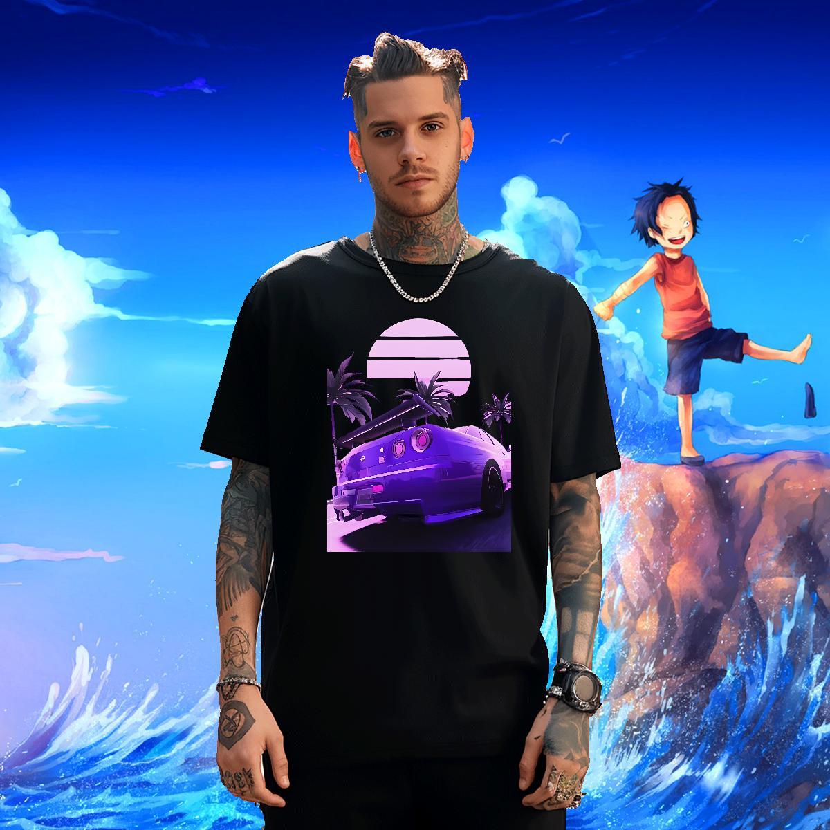 Cool Design Mens Tshirts Home Outdoor 230g Cotton Oversized 4XL Short Sleeve O-Neck car T Shirt For Man 2024 Summer Tee Shirt