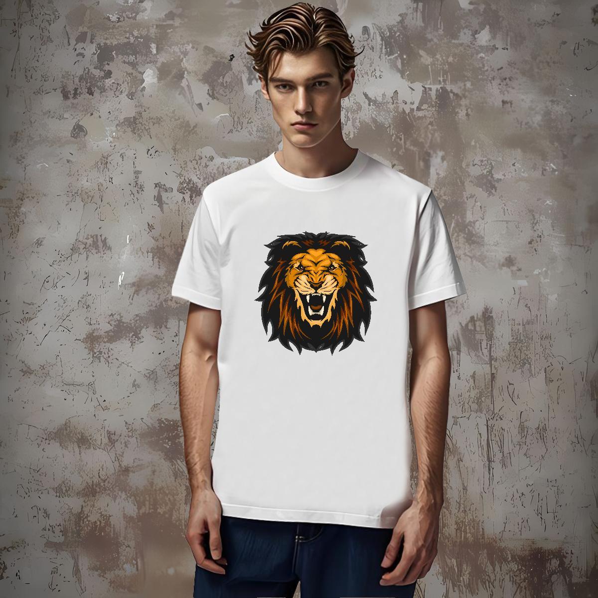 Fashion New Couples T Shirts lion Home Outdoor 230g 100% Cotton Tops Tees Breathable Short Sleeve Cool Man T Shirts Plus Size Cartoon