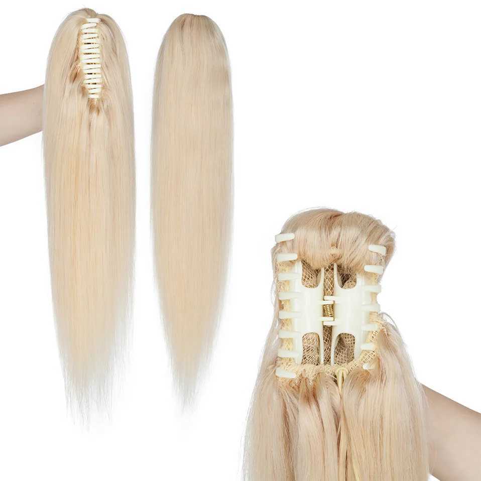 S-noilite ponytail human hair 14-22 inches claw clip in ponytail human hair extension female hair natural black blonde brown W240817