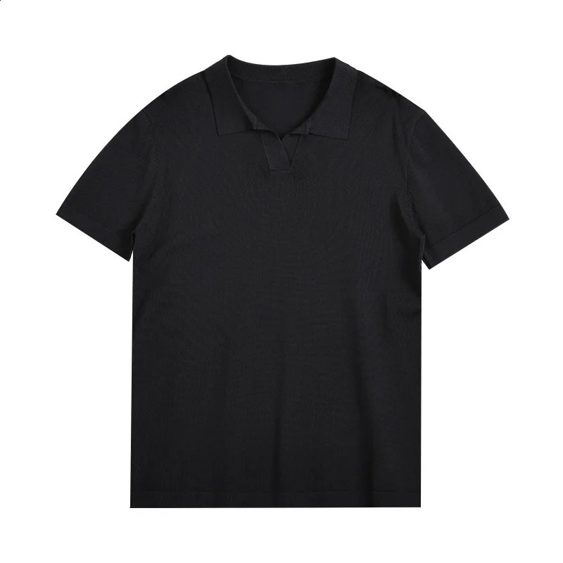 Men Short Sleeve Knit Polo T-Shirts Casual Social Shirts Korean Harajuku T Shirts Slim Soild Retro Tops Tees Man Clothes A57 240819