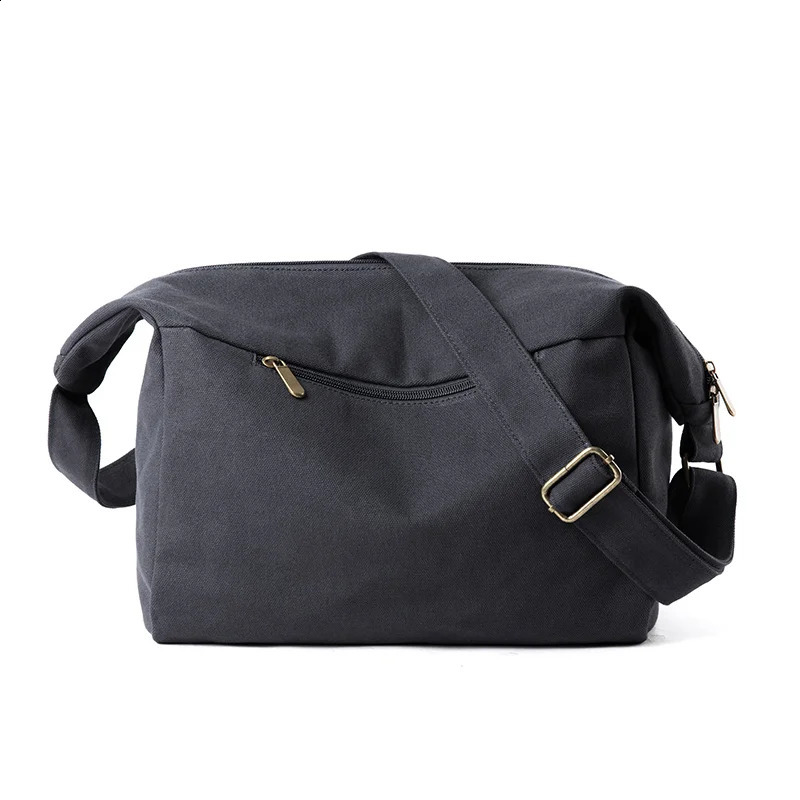 Canvas Messenger Bag for Men 14 inch Laptop Shoulder Bag with Zipper Retro Hobo Bag for Male Female 240819