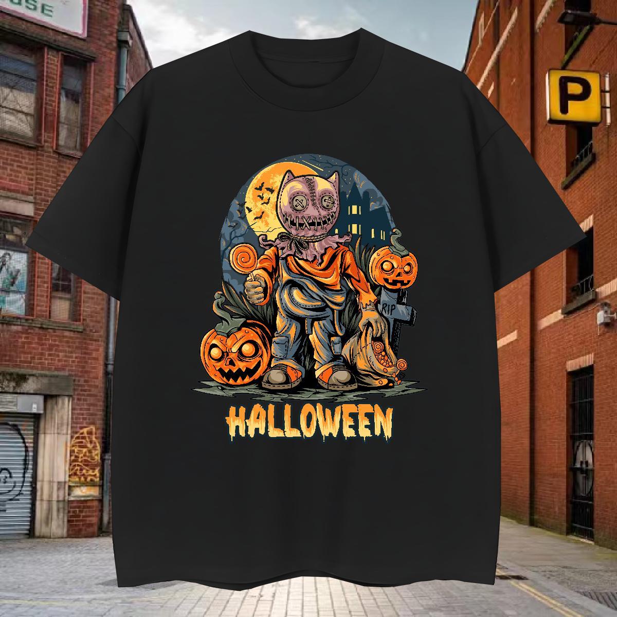Popular T-Shirts for Men pumpkin Breathable Short Sleeve Daily Outfit DIY Logo Oversized 230g Cotton Men Tops Tees Designer Fashion Clothings