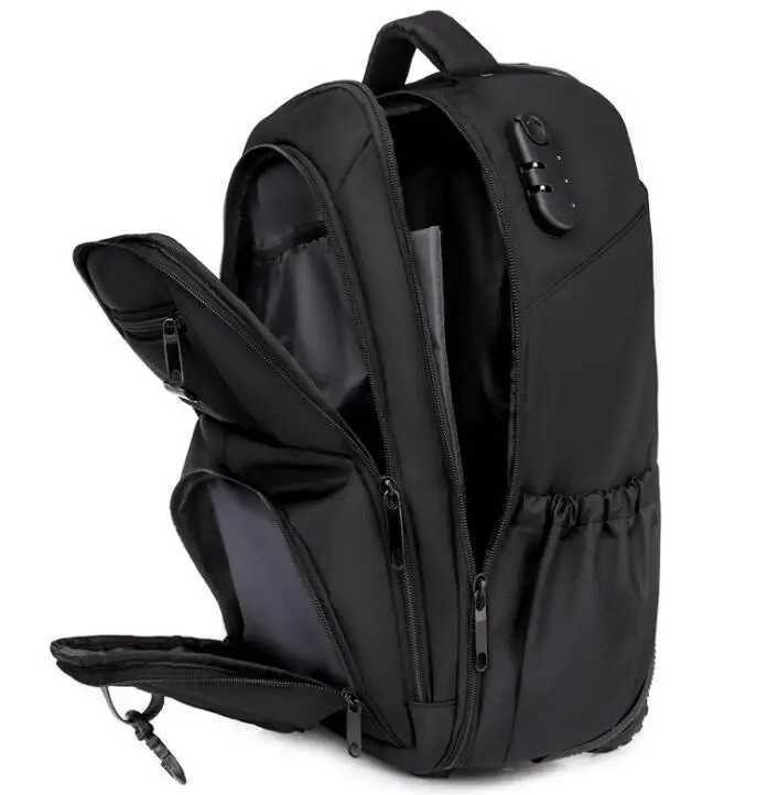 18 inch travel trolley bag men rolling backpack wheeled backpack school backpack with wheels trolley luggage bag for teenagers Y240820