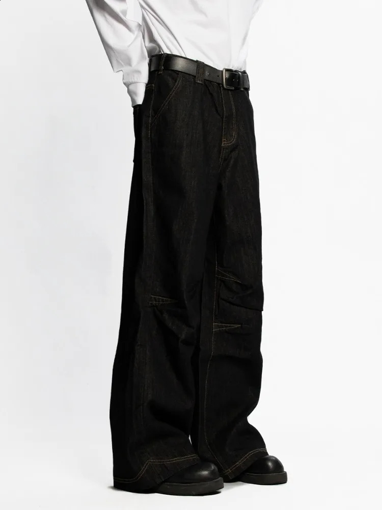 HOUZHOU Grunge Y2k Black Jeans Women Vintage Oversized High Strt Cargo Trousers Wide Casual Baggy Straight Denim Pants Z260313