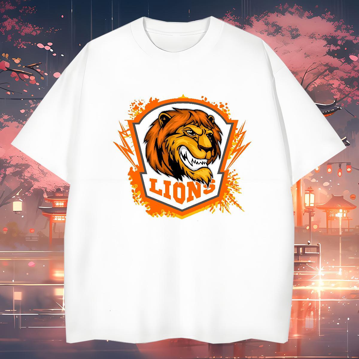 Comfortable Man T Shirts lion Pure Cotton Casual Plus Size Cartoon 230g 100% Cotton Tshirts Fashion New Tops Shirt